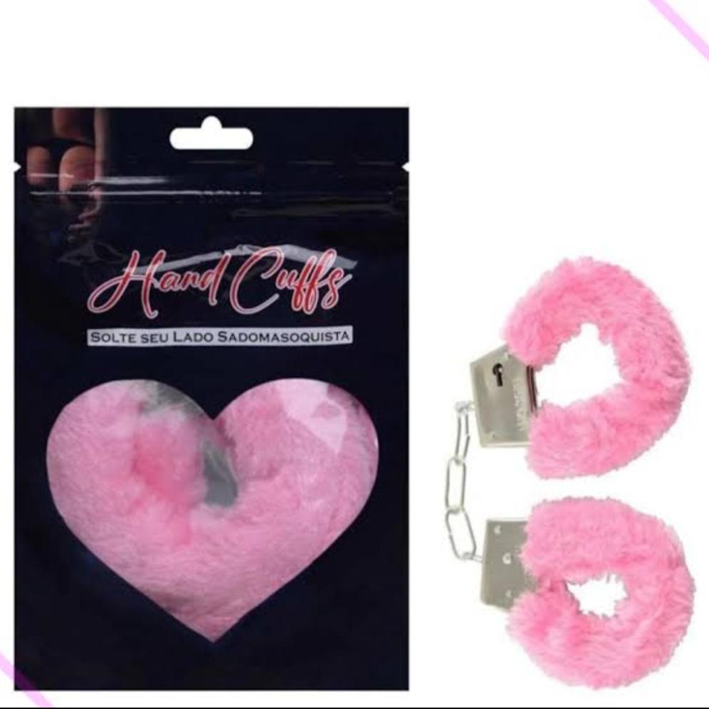Algema De Metal Revestida Com Pelucia Rosa