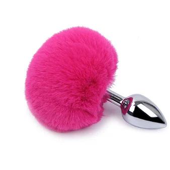 Plug Anal De Metal Com Pompom - Tamanho P
