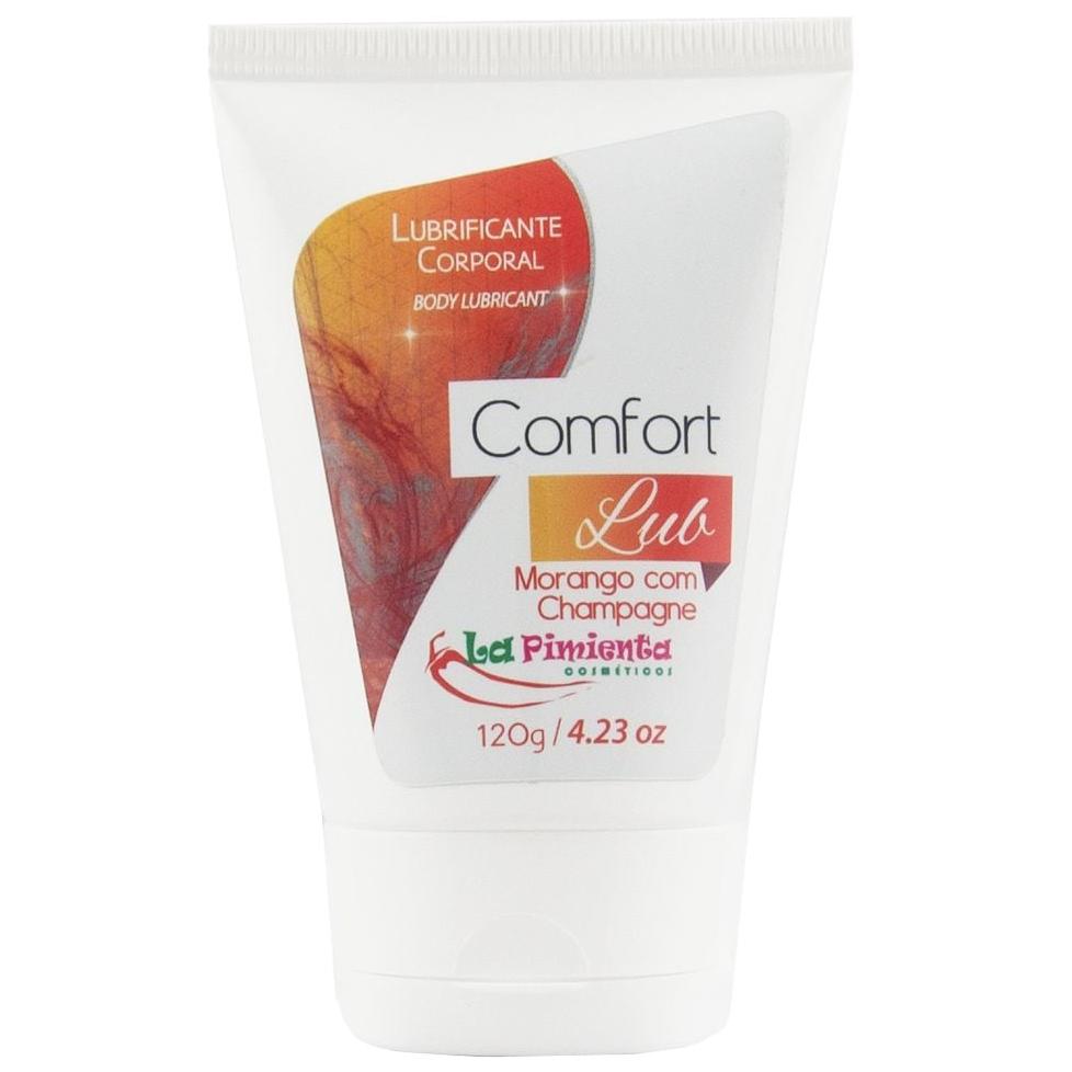 Lubrificante Confort Lub Beijável 120g Morango Com Champagne