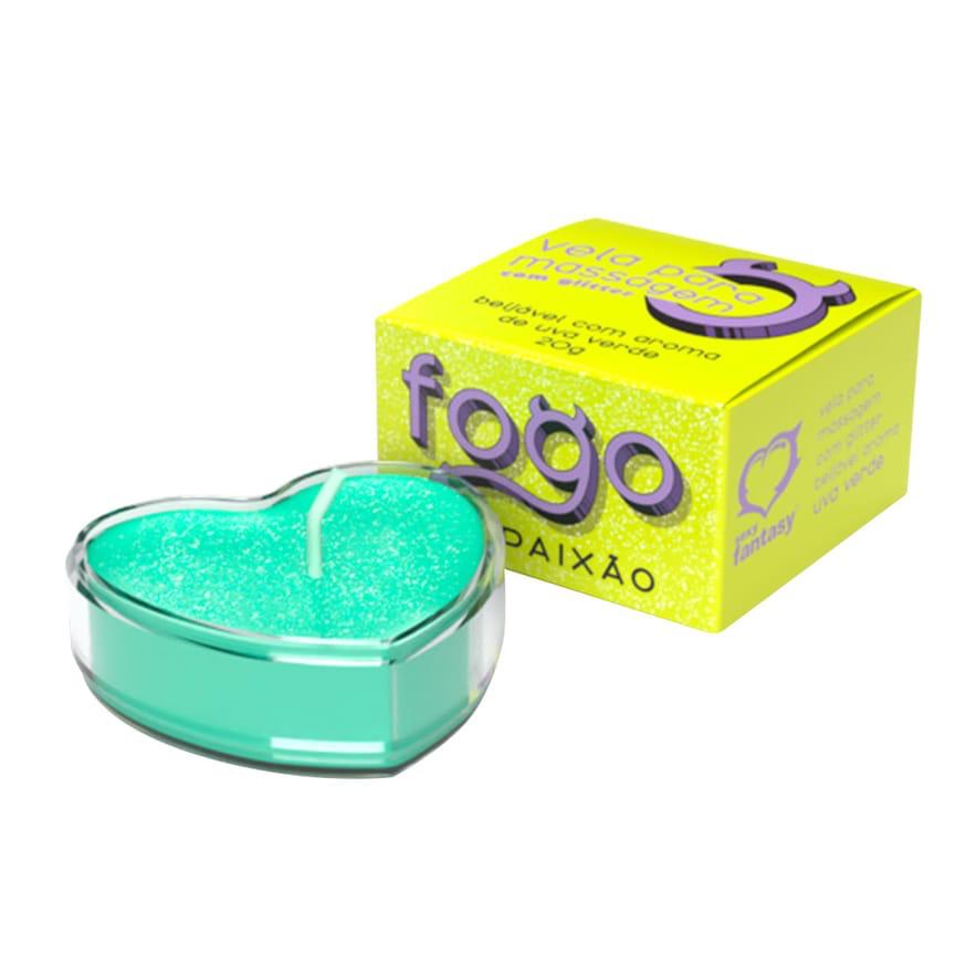 Vela De Massagem BeijÁvel Com Glitter 20g Sex Fantasy Uva Verde