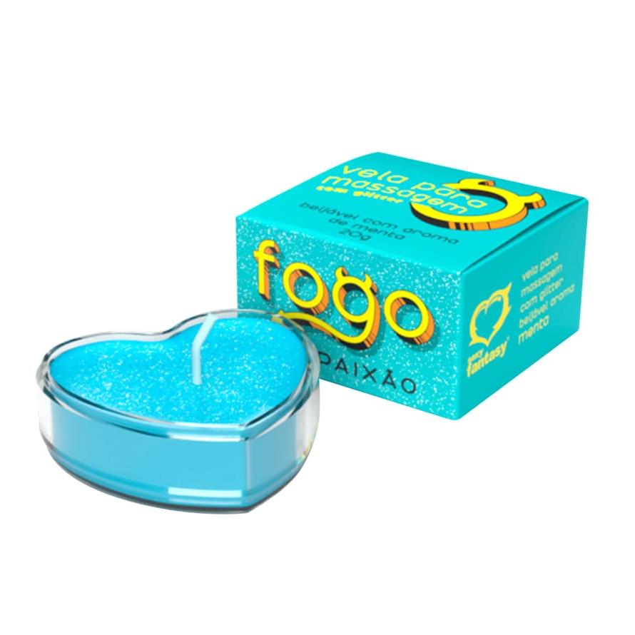 Vela De Massagem BeijÁvel Com Glitter 20g Sexy Fantasy Menta 